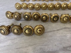 34 Polished Brass Traditional Round Cabinet Knobs 1.25in Gold w/ Screws