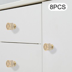 Gold Crystal Acrylic Cabinet Knobs 8-Pack Brass Core Round 2.1 × 3 cm