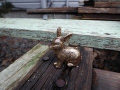 Metallic Rose Gold BUNNY RABBIT Metal Knob Drawer Pull Animal Nature Nursery NEW