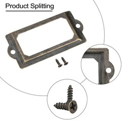 20Pcs Antique Brass Drawer Label for pull Cabinet Frame Handle File Name Card