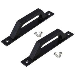 Aluminum Alloy Black Iron Barn Door Handles 2PCS for Indoor Outdoor Use