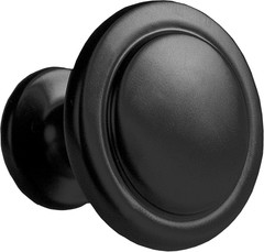 Flat Black Kitchen Cabinet Knobs – 1 1/4 Inch round Drawer Handles – 10 Pack of