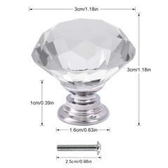Crystal Knob Diamond Shape Acrylic Glass Drawer Cabinet Pull Handle Dresser LOT