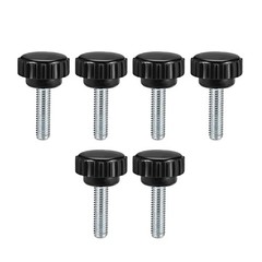 M6x20mm Male Thread Round Knurled Clamping Knobs Grip Thumb Screw on Type 6pcs