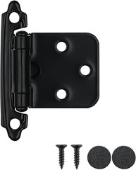 1/2 Inch Overlay Cabinet Door Hinges Black, 20 Pack 10 Pairs Flush Face Mount Cu