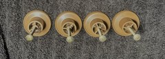 Lot of 4 Vintage Light Brown Round Bi Fold Plastic Door Knobs – Screws Included!