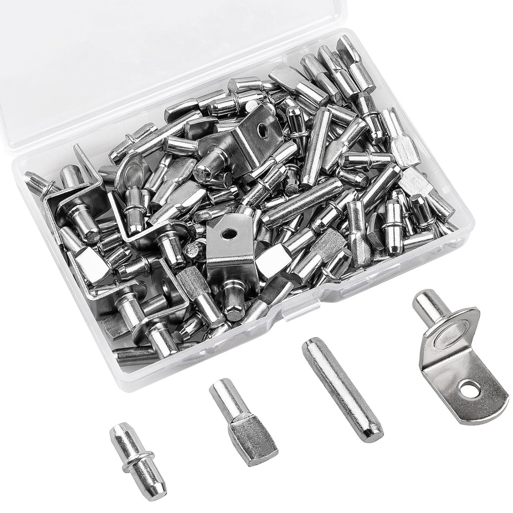 145 Pcs Shelf Pins Kit, Upgraded Shelf Pins 4 Styles, 5Mm & 1/4Inch Nickel Shelf