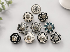 30 Marrakesh black and white mosaic ceramic cabinet drawer knobs fast shipping
