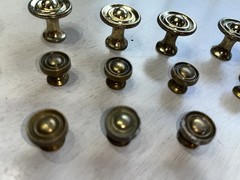 23pc Miniature Brass Knob Hardware Lot Jewelry Box Craft Dollhouse Screws
