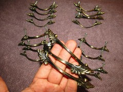 LOT 19 Drawer Door PULL Handle Cabinet Metal Bronze Tone Slung Ornate XC