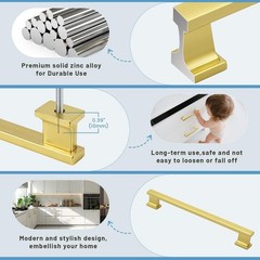 KNOBWELL 30 Pack Brushed Gold 7-9/16 Inch (192mm) Hole Center Cabinet Pulls