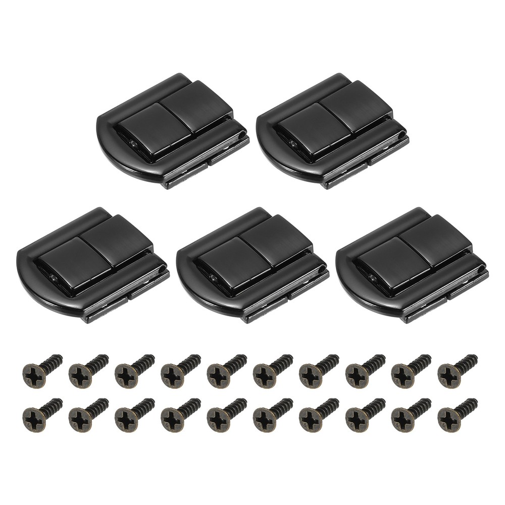 5Pcs 0.98″ x 0.79″ Zinc Alloy Toggle Catch Lock for Box Wooden Case, Black