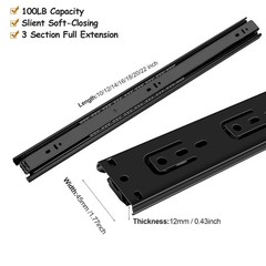 10 inch Drawer Slides 6 Pairs (12pcs) Full Extension Ball Bearing Drawer Slide 3