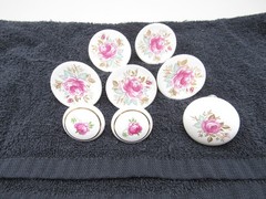 Vintage Porcelain Ceramic Drawer Cabinet Door Pull Knobs White Gold Pink Rose 8