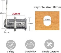 1-10PCS Cabinet Cam Lock Set Keyed Alike 20/25/30mm Privacy Drawer File Locks