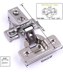 20 Pack Soft Close Cabinet Door Hinges for 1/2 Inch Overlay Cupboard, 105 Degree