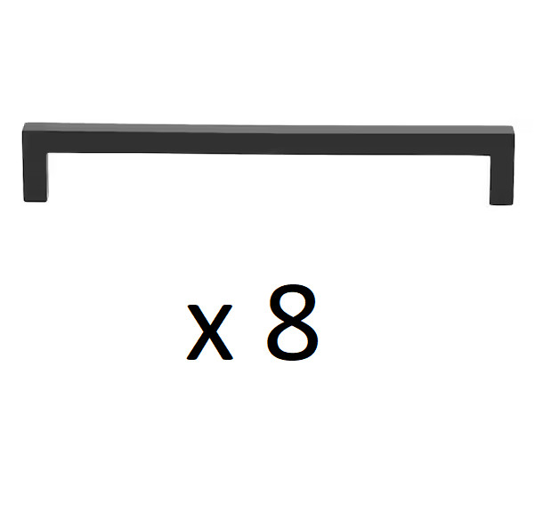 *LOT OF 8* GlideRite 7-9/16 in. C/C Matte Black Square Slim Cabinet Bar Pull