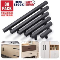 30Pack Matte Black Kitchen Cabinet Pulls Stainless Steel Drawer T Bar Handles US