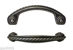 New Antique Pewter Kitchen Cabinet Drawer Pulls Rope Design 3″ Pull 76MM