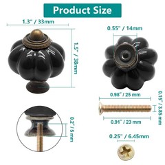 Seimneire 12pcs Black Vintage Ceramic Cabinet Knobs and 12 Pieces,