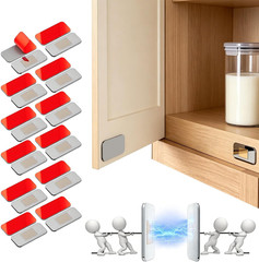 12 Pack Magnetic Cabinet Door Catch, No Drill Ultra Thin Stainless Steel Cabinet