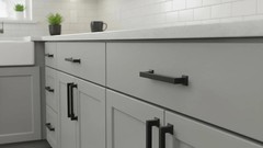 6 Pack 12-1/2″ Hole Center Matte Black Square Cabinet Handles AL30