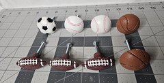Set of 8 Drawer Handle Pulls Sports Themed BasketBall Soccer Football Baseball