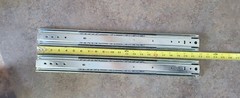 Hettich 22″ ball bearing drawer glides, Heavy Duty (200 lb) w/ 1.5″ over travel