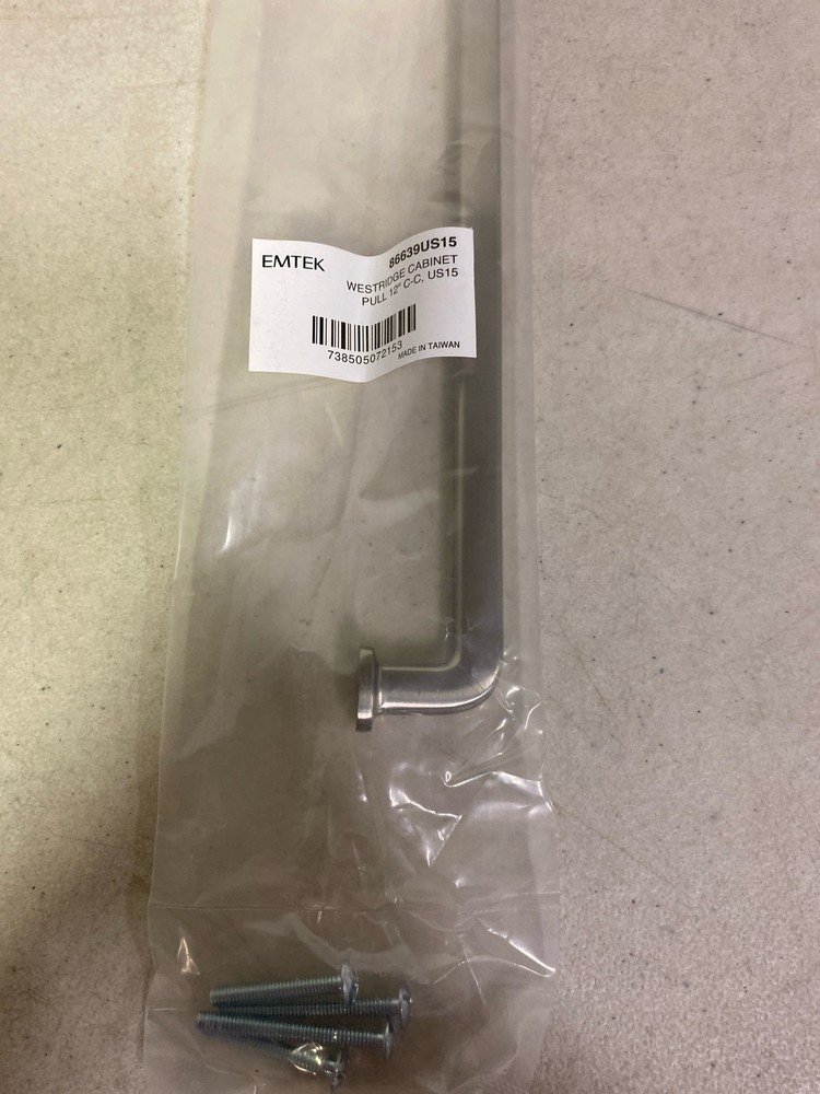 Emtek 86639US15 Westridge 12″ C-C Cabinet Handle Pull, Satin Nickel