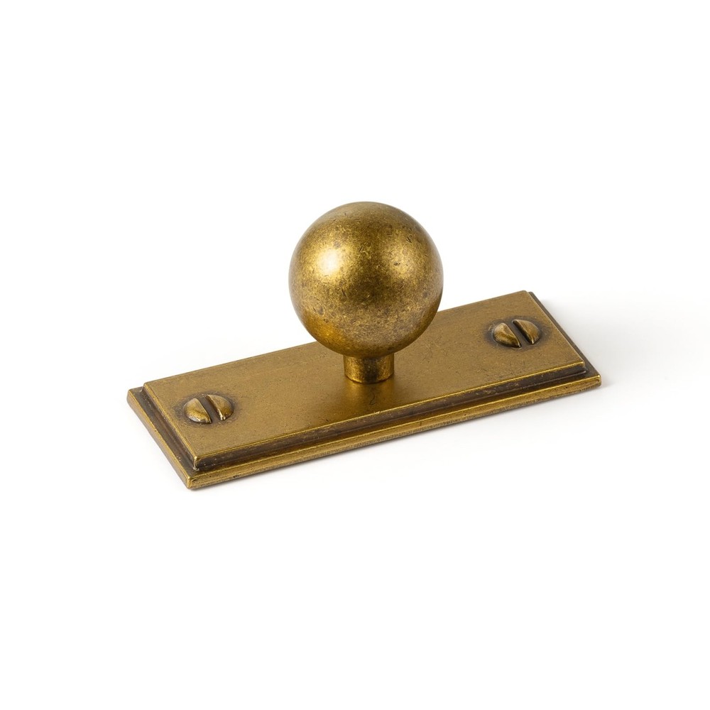 6 Pack 1.0 inch Dia Antique Brass Cabinet Knob with Backplate Retro Knobs