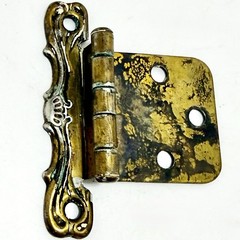 Vintage Ornate Brass Cabinet Hinges Set 3 Decorative Furniture Hardware