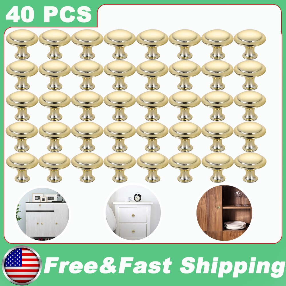 40 PCS Stainless Steel Door Knobs Cabinet Handles Cupboard Drawer Kitchen Pull