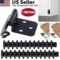 1-200x Matte Black Cabinet Hinges Overlay Self Closing for Kitchen Cabinet Door