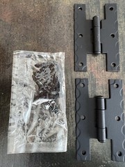 9 PAIR Matte Black Metal Hinges 3”L x 1 7/8”W Flat Lay w/Screws Cabinet/Door NOS