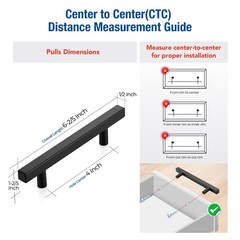 Matte Black Square Cabinet Handles Stainless Hardware 4 In 62/5 In 30 PCS