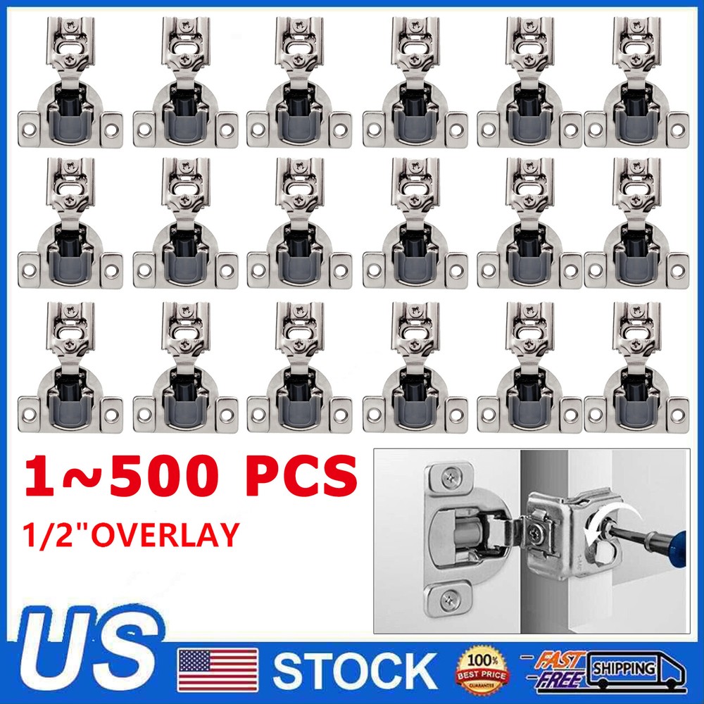 LOT of 1/2″ Overlay Self Close Face Frame 105° Compact Concealed Cabinet Hinge