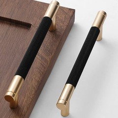 Gold & Black 5in(128mm) Knurled Drawer Handle Cabinet Pull (24 Pack)