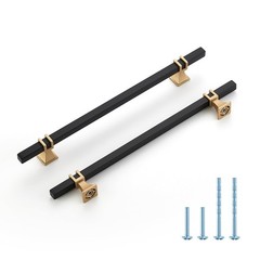 30 Pack 8″ Black & Gold Cabinet Handles | Modern Zinc-Alloy Drawer Pulls, Screws