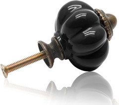 12Pcs Black Vintage Ceramic Cabinet Knobs and Drawer Pulls with Mounting Screws