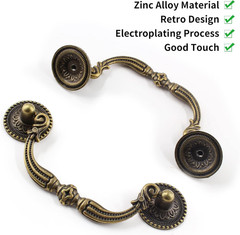4Pcs 3.75 Inch Hole Center Vintage Drop Bail Drawer Pull Handles, Antique Bronze