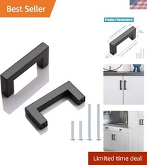 6 Pack 2-1/2″ Black Cabinet Pulls, Stainless Steel Kitchen Cabinet Pull and H…