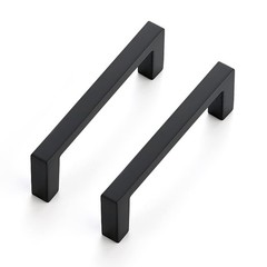20 Pack Matte Black Cabinet Pulls 3 Inch 76mm Hole Center Slim Square Drawer
