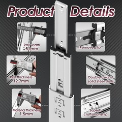 SHUHANG 1 Pair 150 lb Load Capacity Heavy Duty Drawer Slides 38 Inch Full Ext…