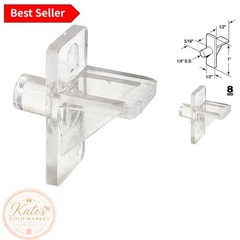 8-Pack Clear Plastic Shelf Support Pegs – 1/4 Inch for Cabinets & Bookshelves