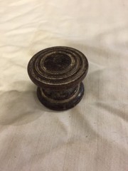 Vintage Antique Carved Dark Wood Round Knob Cabinet Drawer Pull 4.75cm