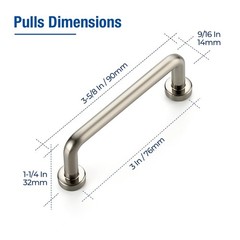 Cabinet Pulls – 3 Inch Hole Center, Brushed Nickel, 2 Pack, Alloy Cabinet Han…