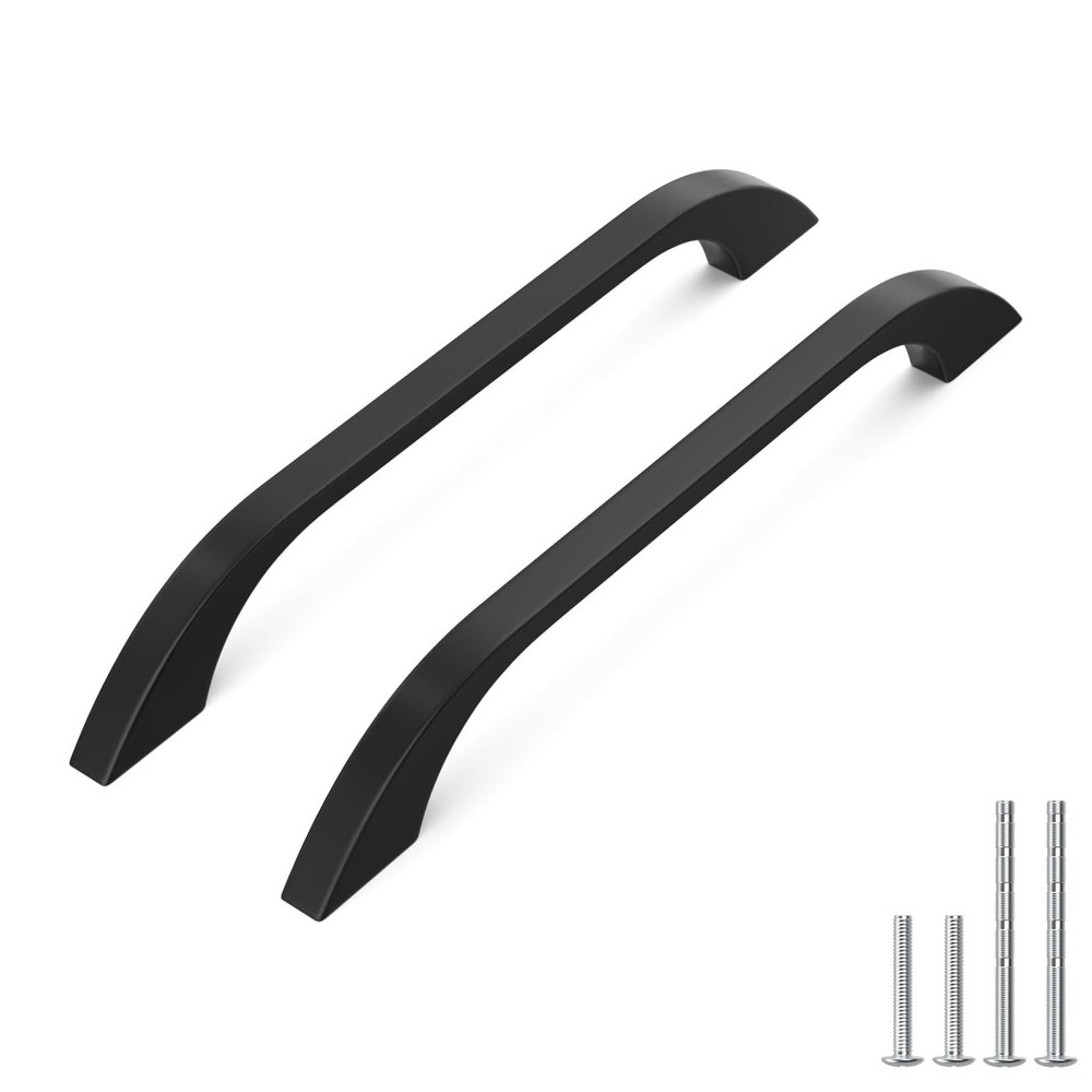 10 Pack 6-1/4 Inch Black Cabinet Handles Aluminum Matte Pulls 160mm Hole Center