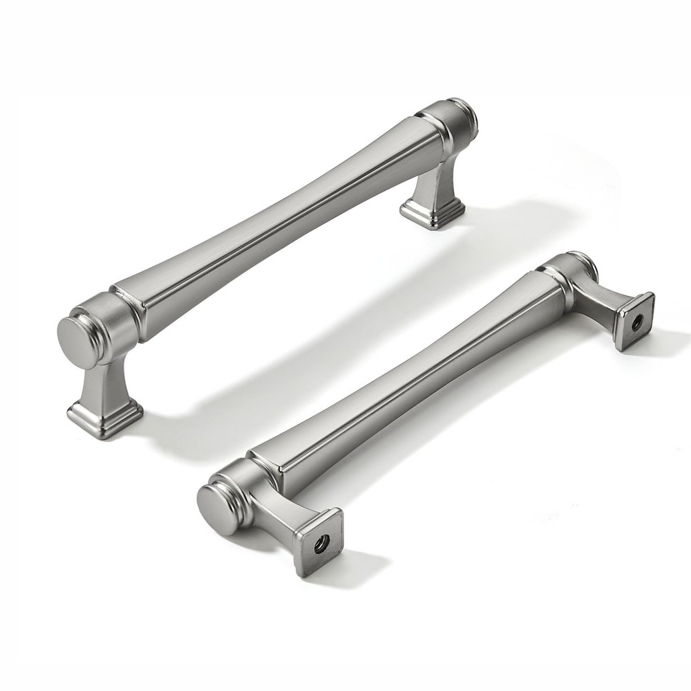 10 Pack 3.75 Inch (96mm) Hole Center Brushed Satin Nickel Cabinet Pulls – Sol…