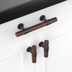 10 Pack 3 Inch Wood Cabinet Pulls Black Cabinet Handles Walnut Wood Grain Met…