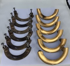 Lot of 12 Vintage Brass MCM Cabinet Drawer Pulls Half Circle Style Design